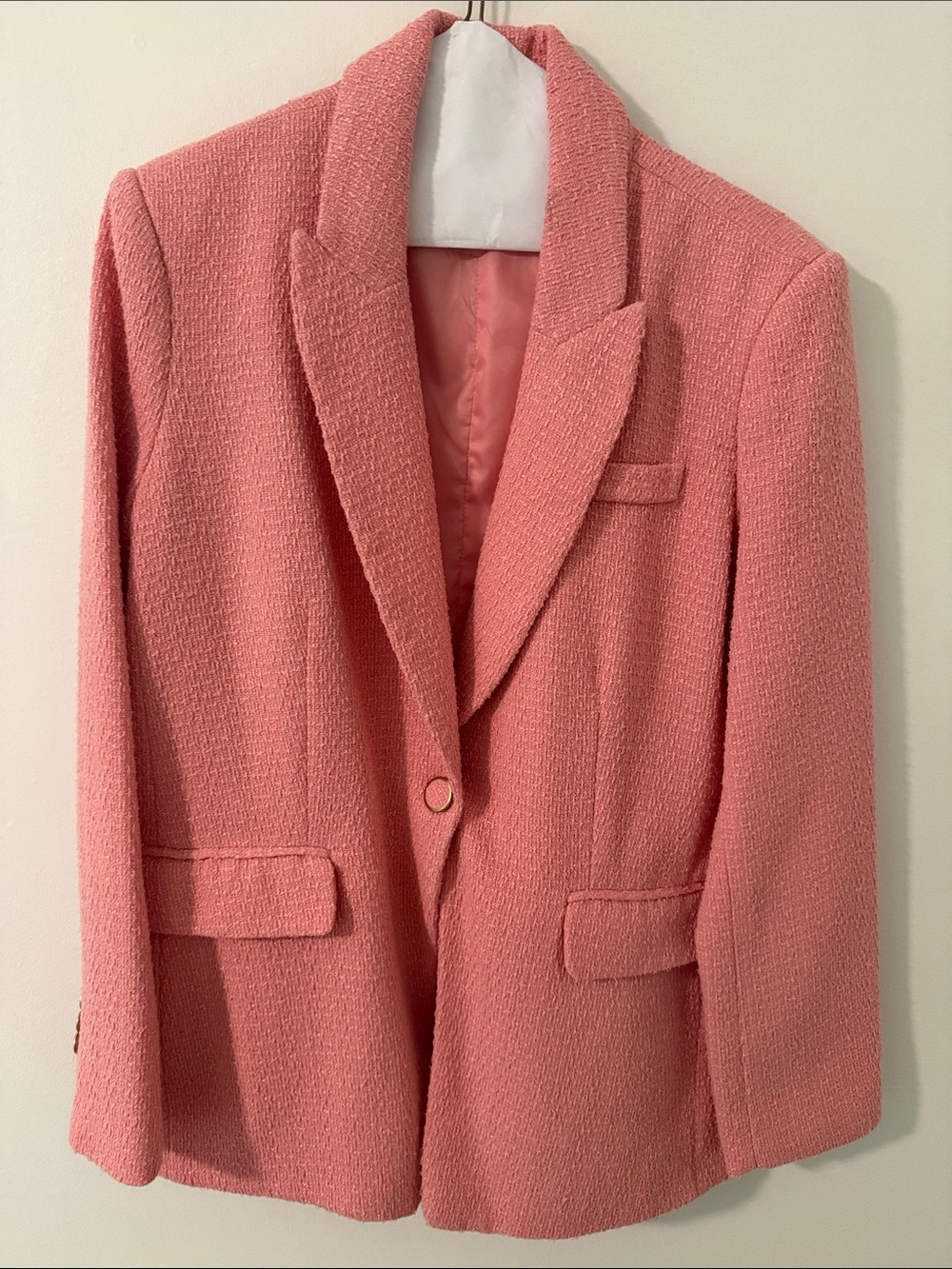 The Limited Coral Pink Bouclé Blazer Jacket